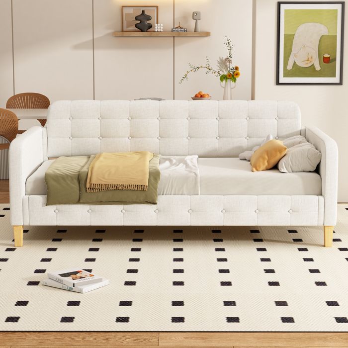 Produit similaire: Canapé-lit, lit de repos, décoration d'ongles de boutons, simple et élégant, beige, 90*200 cm-HAUSS SPOLE