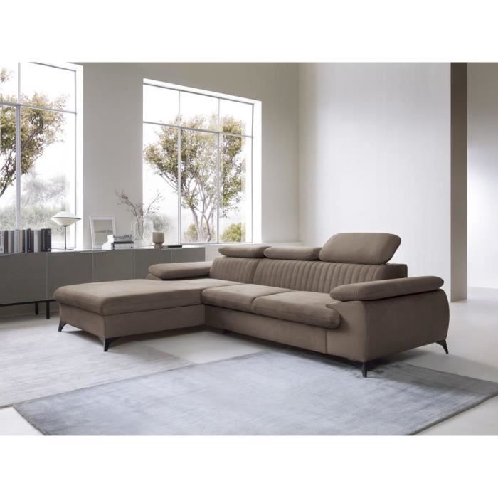 Produit similaire: Canapé d'angle gauche convertible en velours taupe SAMARA