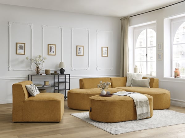 Rousseau chauffeuse pour canapé modulable 1 place tissu texturé jaune
