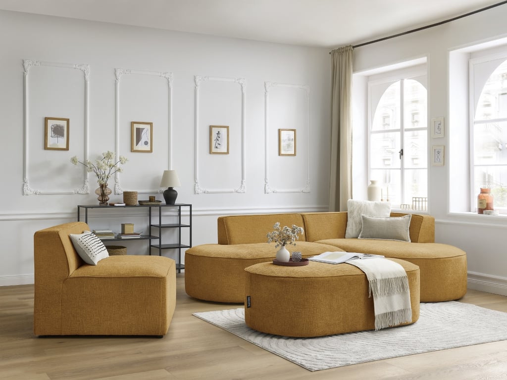 Chauffeuse 1 place pour canapé modulable ROUSSEAU tissu texturé jaune   BOBOCHIC 1 places