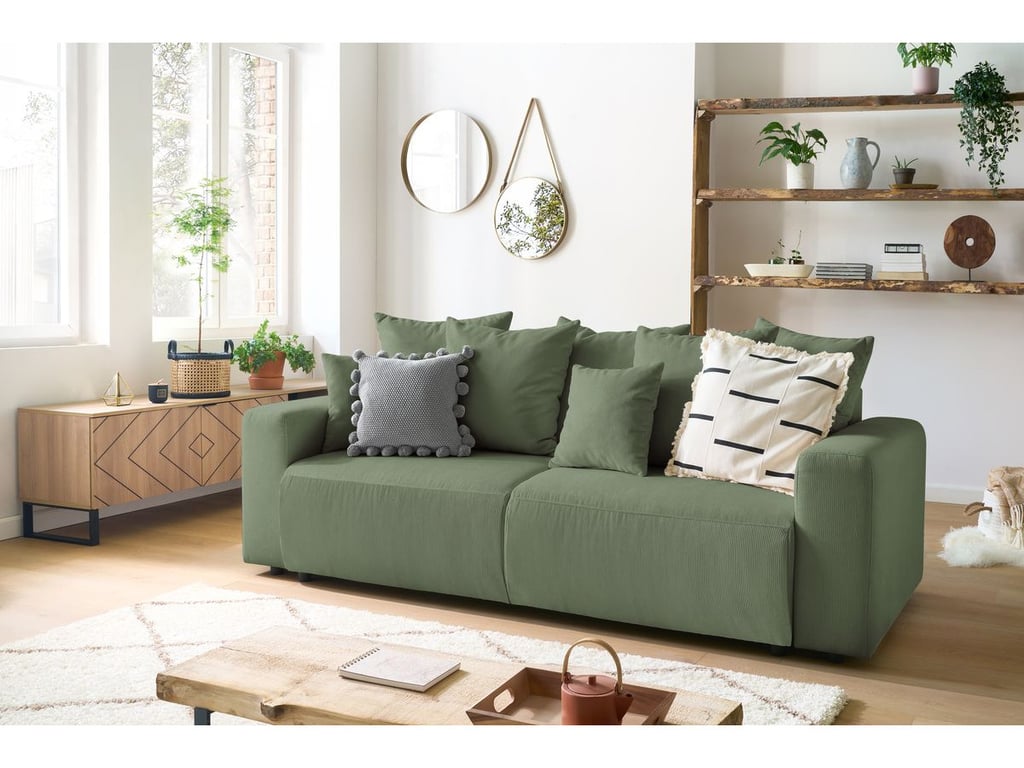 Produit similaire: Canapé droit convertible coffre ENVY velours côtelé vert BOBOCHIC 3 places