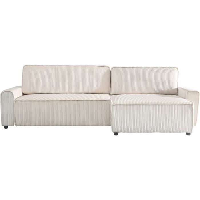 Produit similaire: Canapé d'angle convertible en velours côtelé "Montaigne" - 3 places  - Beige 282 x 153 x 93 cm, Beige.