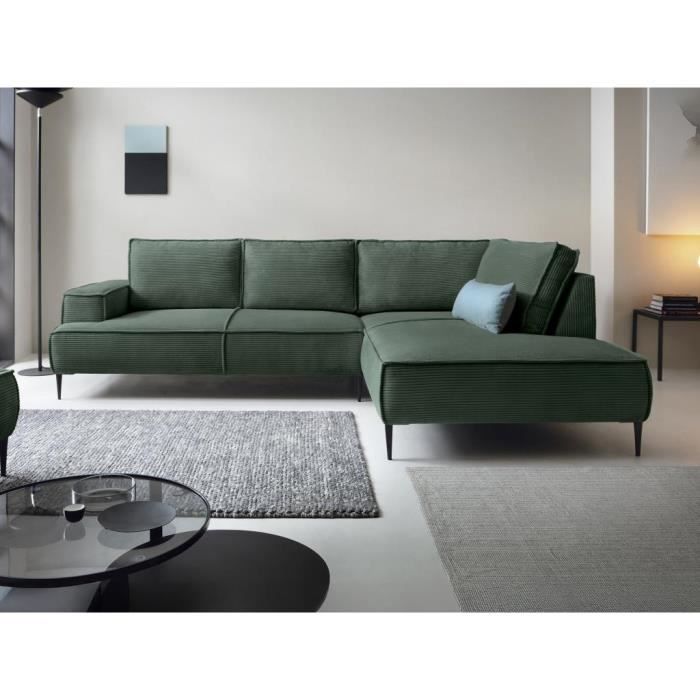 Produit similaire: Grand canapé d'angle droit en velours côtelé vert sapin GINETO