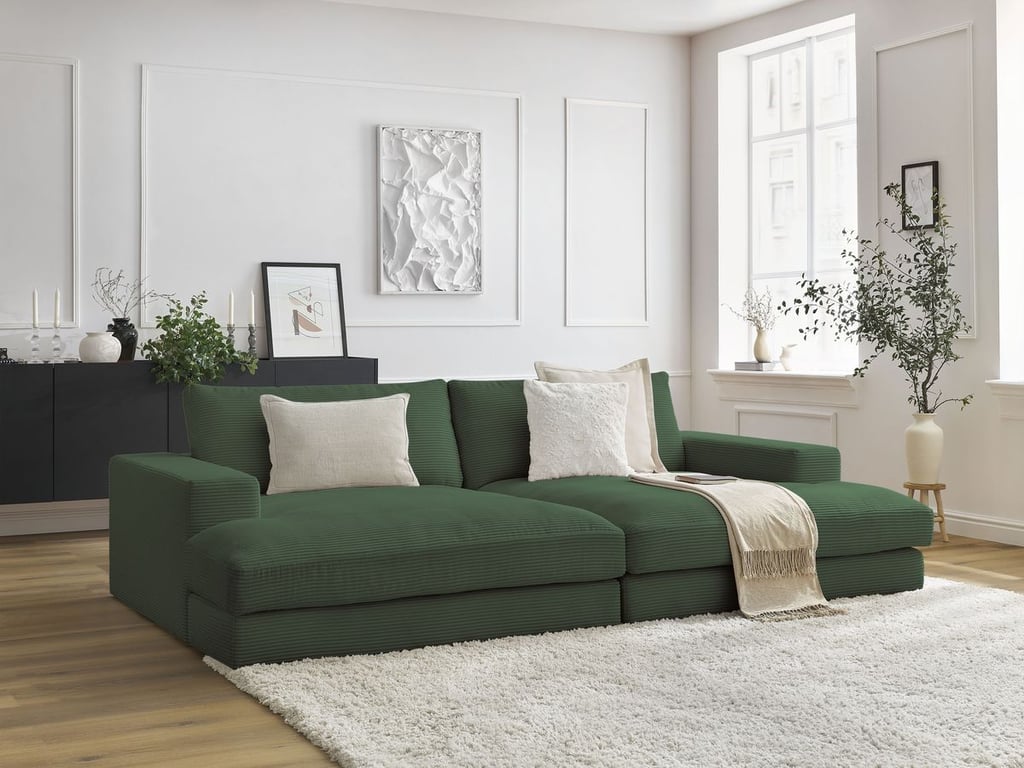 Produit similaire: Canapé droit fixe 4 places compact LEONARD assise profonde velours côtelé vert foncé BOBOCHIC