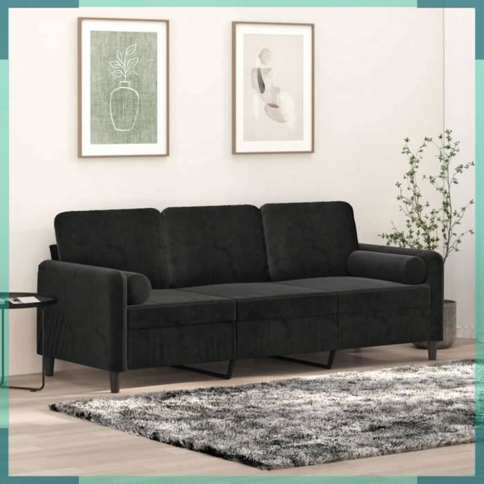 Produit similaire: Canapé 3 places avec oreillers décoratifs noir 180 cm velours-FHE3200896