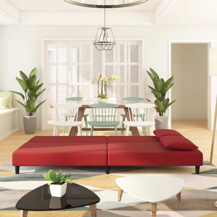 Produit similaire: Lit banquette 2 places - convertible - Canapé-lit à 2 places et deux oreillers Rouge bordeaux Velours CAL3458432