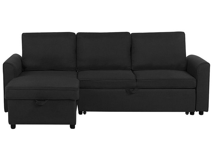 Produit similaire: Canapé angle côté droit convertible en tissu noir 3 places NESNA