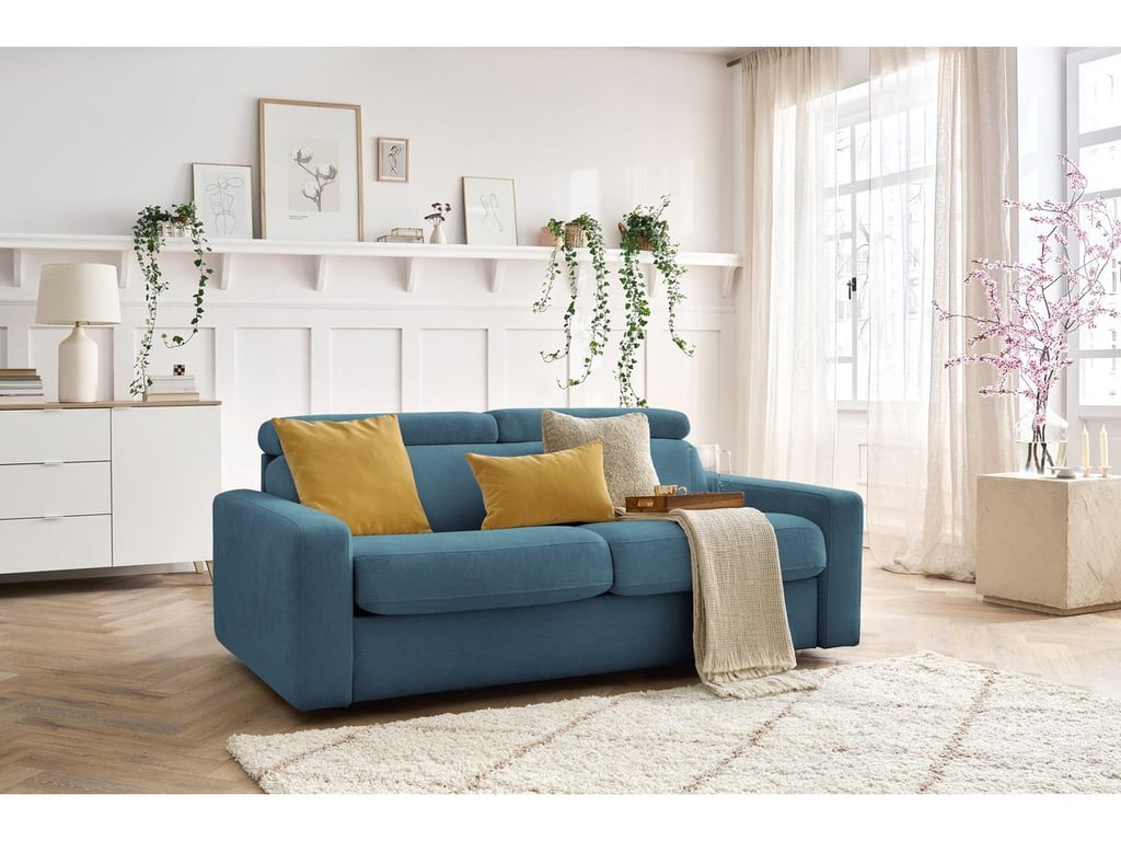 Produit similaire: Monaco canapé droit convertible 3 places tissu lisse bleu clair