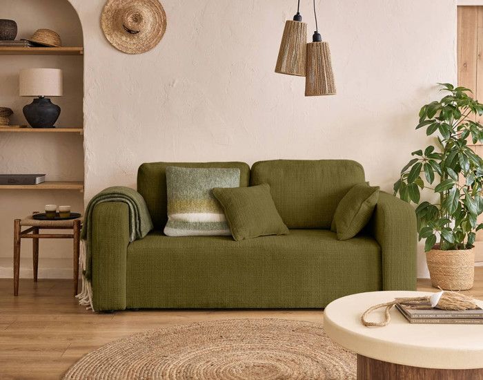 Produit similaire: Miro - canapé droit 2 places - en velours texturé - Vert Olive