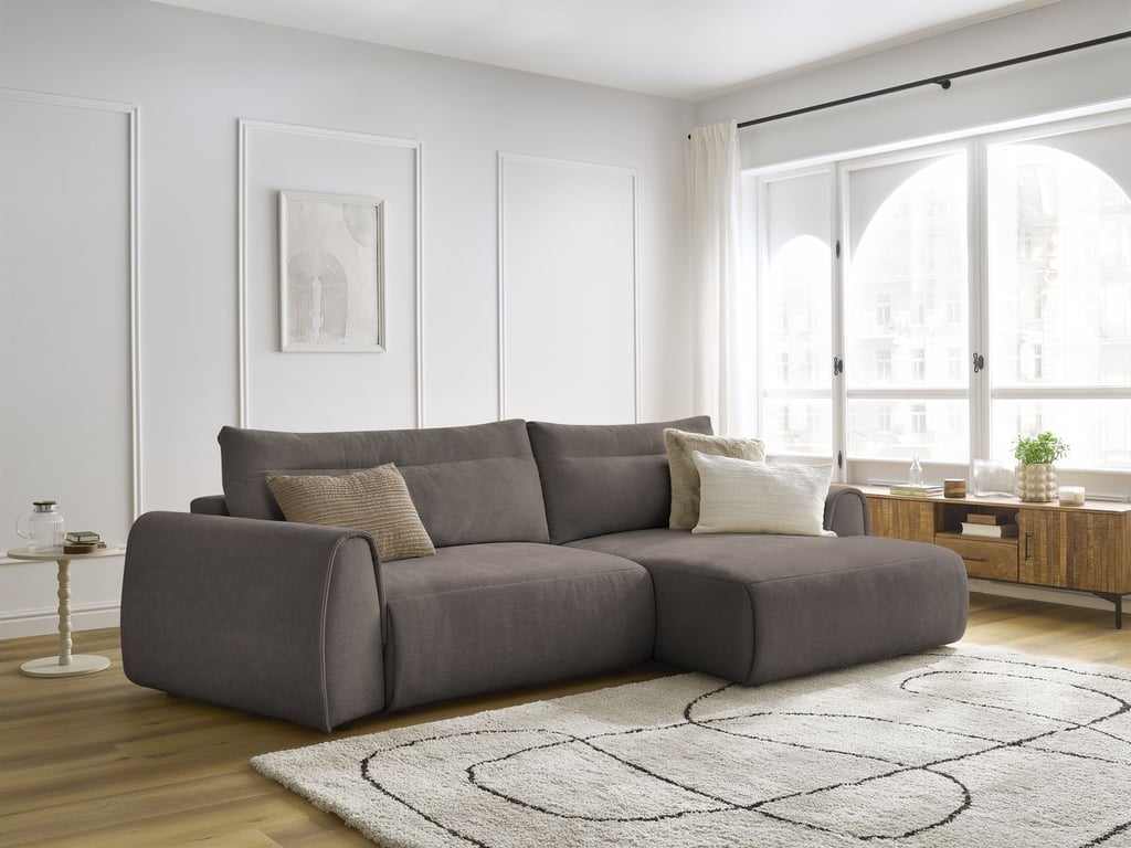 Produit similaire: Canapé d'angle incurvé fixe ADEN taupe angle droit BOBOCHIC 3 places