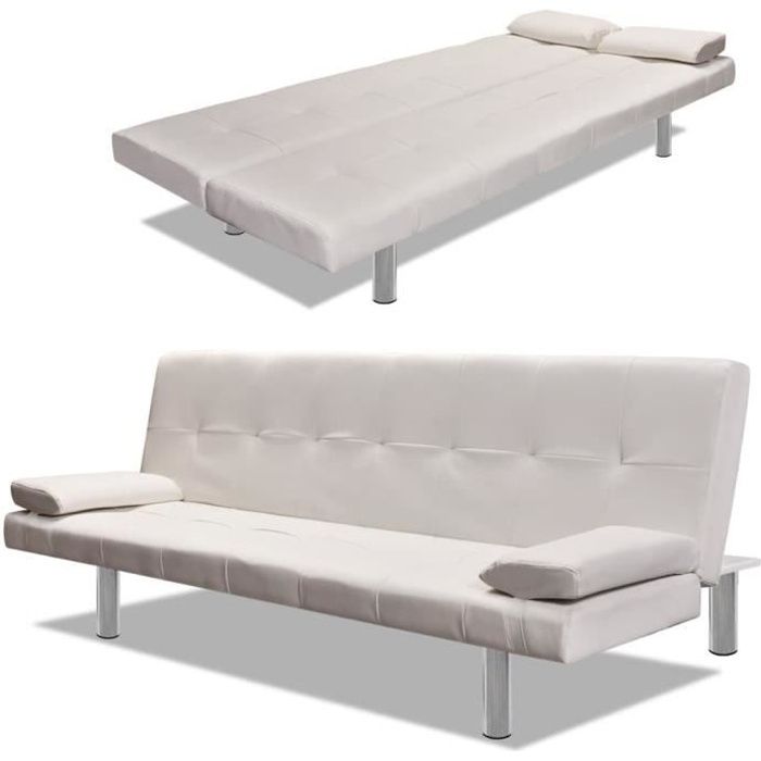 Produit similaire: Canapé-lit réglable avec 2 oreillers Cuir synthétique Blanc crème 168 x 77 x (61,5 - 64 - 66) cm HB056
