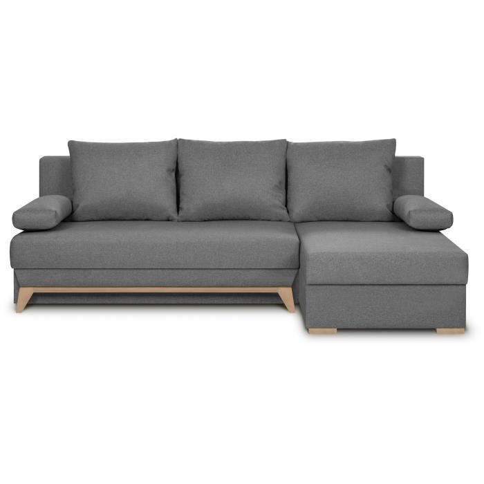 Produit similaire: Canapé d'angle convertible - Tissu Gris - L 197 x P 91/132 x H 82 cm - TEIJO