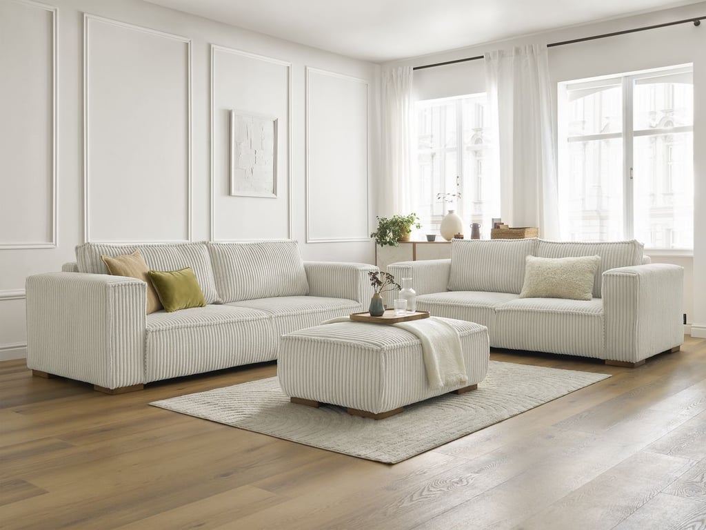 Produit similaire: Chelsea ensemble canapé droit fixe gros 3 + 2 places velours côtelé beige