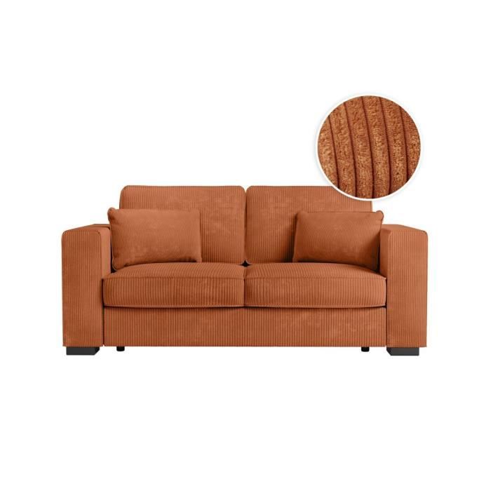 Produit similaire: Canapé droit fixe 2 places BELAMI en velours côtelé - Terracotta - L181 x P93 x H86cm - LOUNGITUDE