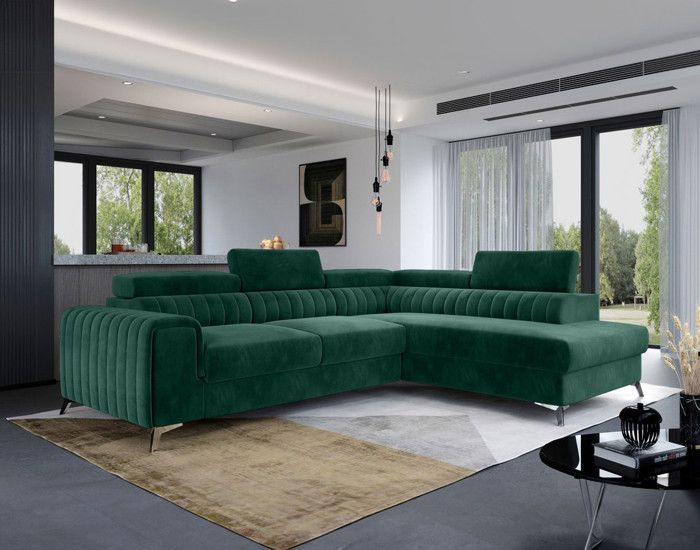 Produit similaire: Canapé d'angle droit Talisay - 5 places - convertible avec coffre - en velours - Vert
