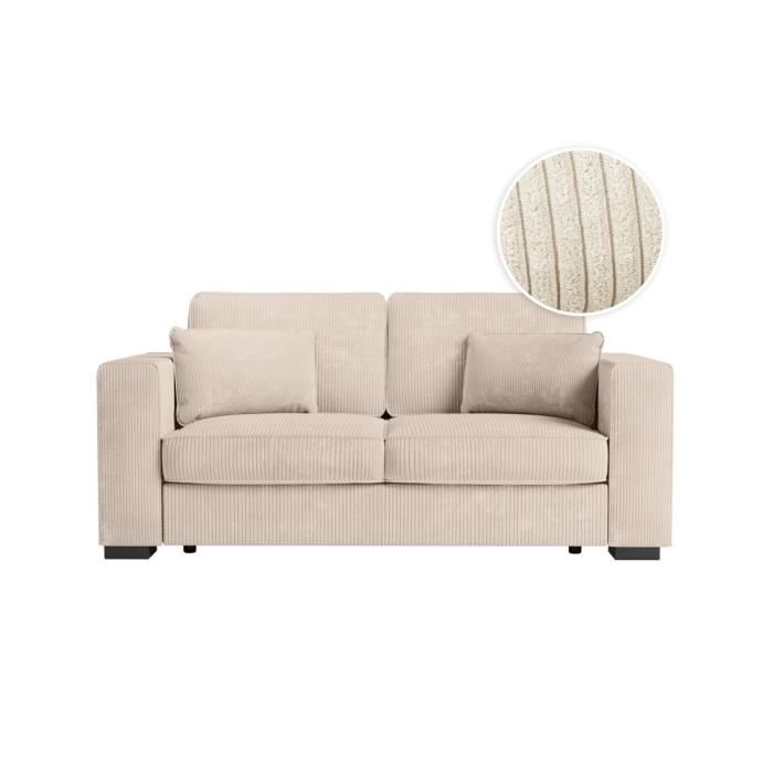 Produit similaire: Canapé droit fixe 2 places BELAMI en velours côtelé - Beige - L181 x P93 x H86cm - LOUNGITUDE