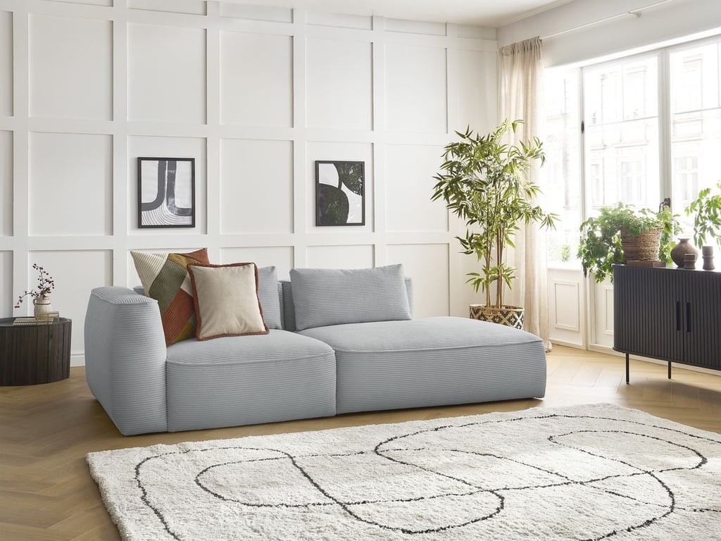 Produit similaire: Canapé droit fixe 3 places LEOPOLD velours côtelé gris clair accoudoir gauche BOBOCHIC