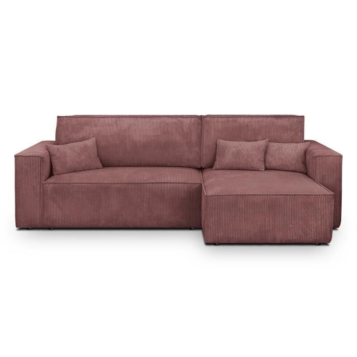 Produit similaire: Canapé d'angle convertible réversible 4 places avec coffre de rangement en velours côtelé vieux rose - Livia New