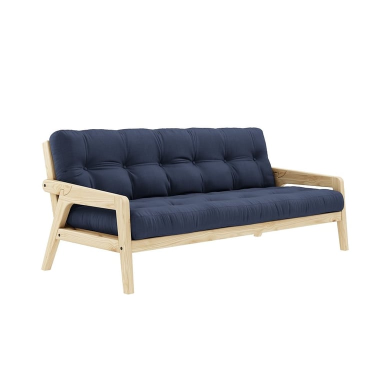 Produit similaire: Canapé convertible futon GRAB pin naturel coloris marine couchage 130 cm.