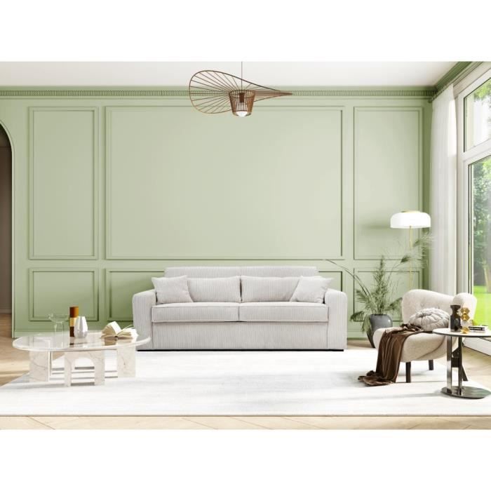Produit similaire: Canapé 4 places convertible express en tissu crème - Couchage 160 cm - Matelas 18 cm - MONDOVI