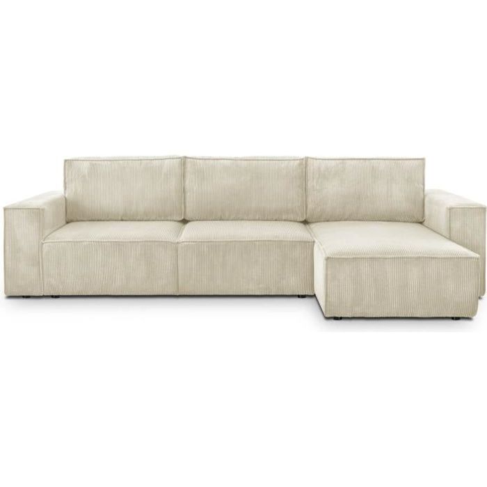 Produit similaire: Canapé d'angle convertible réversible 5 places avec coffre de rangement en velours côtelé Beige - Harper