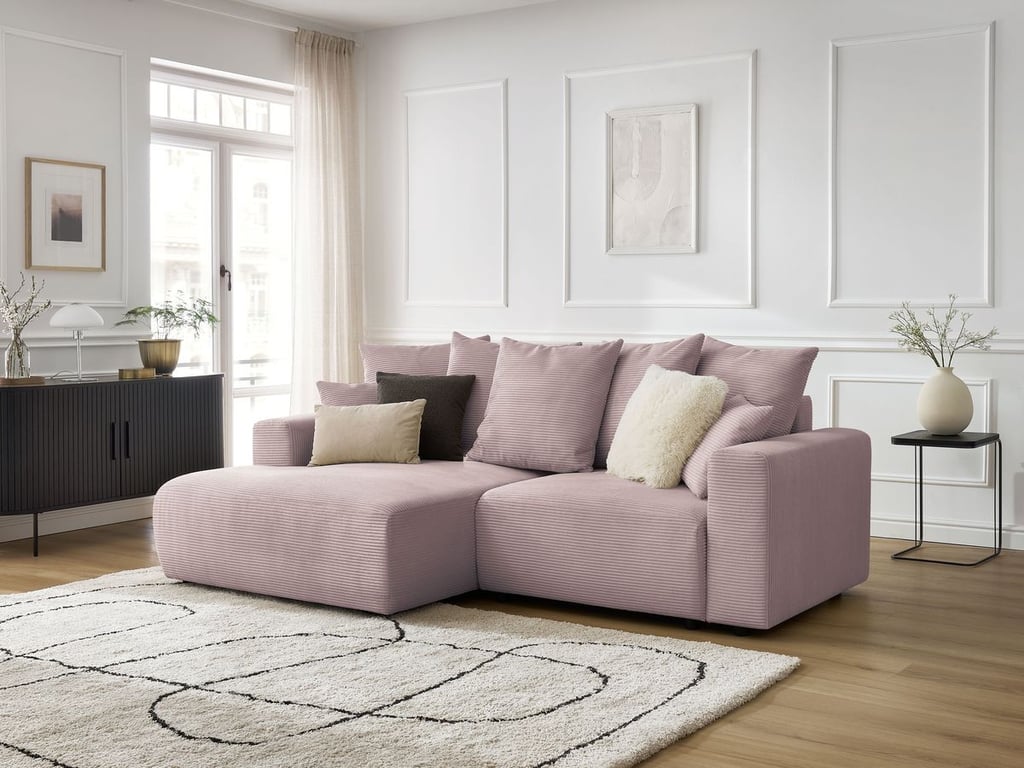 Produit similaire: Canapé d'angle convertible coffre ATILLA velours côtelé violet angle gauche BOBOCHIC 3 places