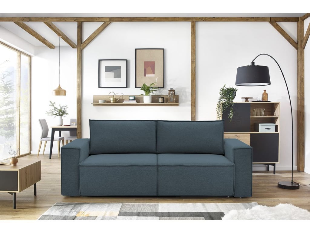 Produit similaire: Nihad canapé droit convertible coffre 3 places tissu bleu foncé