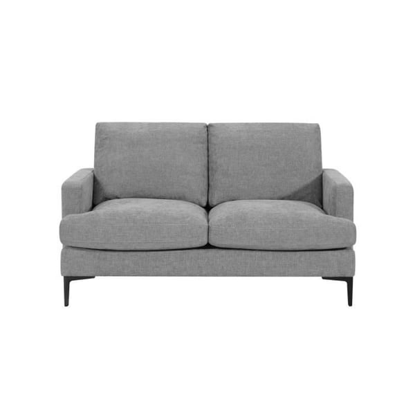 Canapé droit 2 places TALMA en tissu - Gris - Pieds métal - L143 x P90 x H84cm - LOUNGITUDE