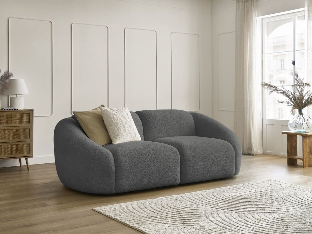 Produit similaire: Canapé droit fixe 2 places TINA tissu bouclette gris foncé BOBOCHIC