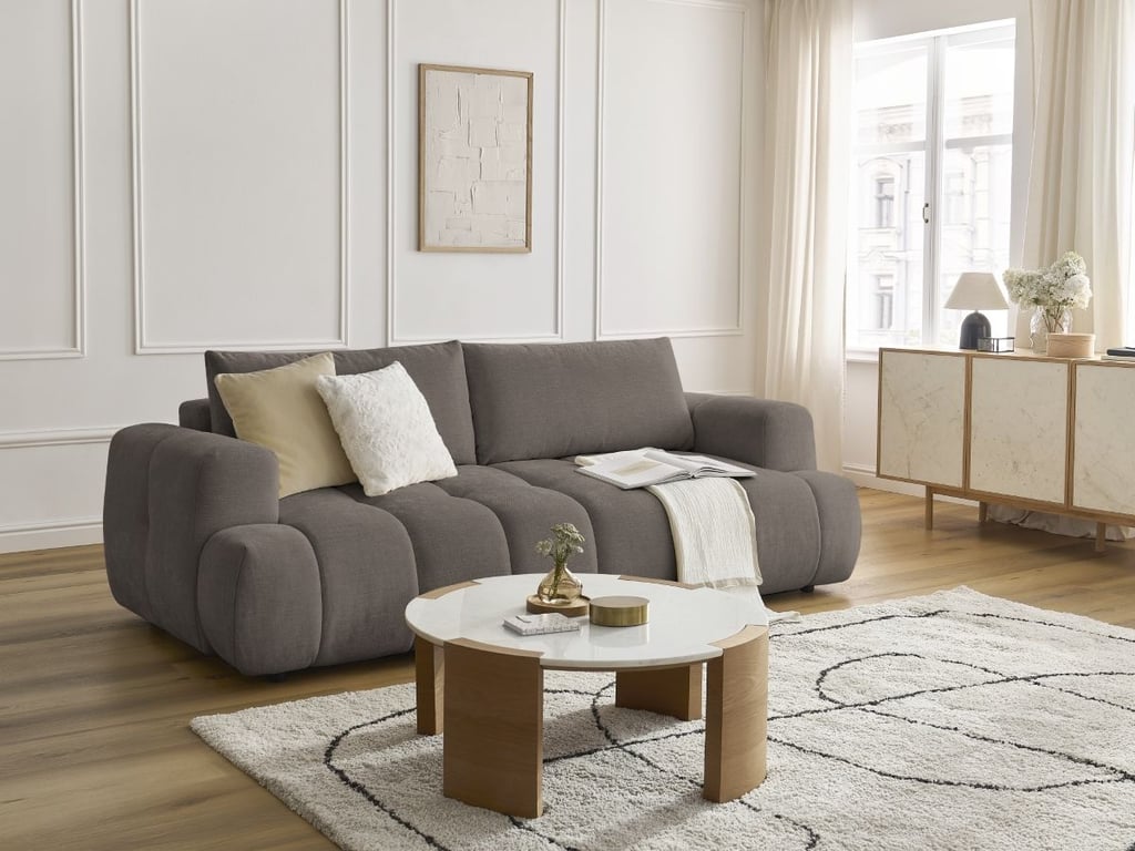 Produit similaire: Canapé droit convertible 3 places FUJI tissu lisse taupe BOBOCHIC