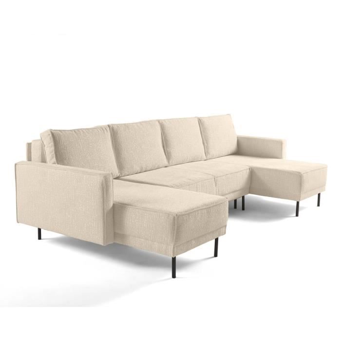 Produit similaire: Charlie - canapé panoramique en U 7 places - convertible avec coffre - en tissu velours relief - Beige