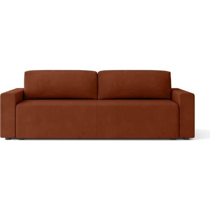 Produit similaire: Canapé droit convertible MAX en velours terracotta 3 places - Coffre de rangement - BAÏTA