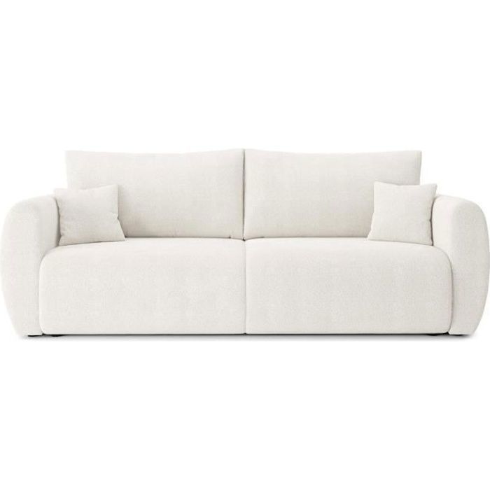 Produit similaire: Canapé droit convertible REFA en tissu bouclette blanc 3 places - Réversible - Coffre de rangement - BAÏTA