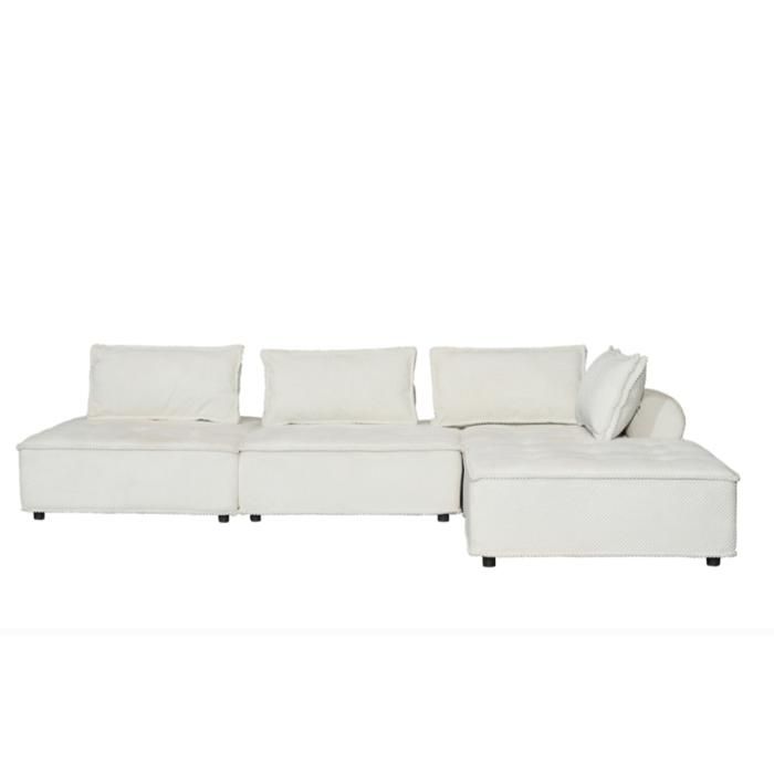 Produit similaire: STAVA - Canapé d'angle modulable 4 places en velours texturé - blanc