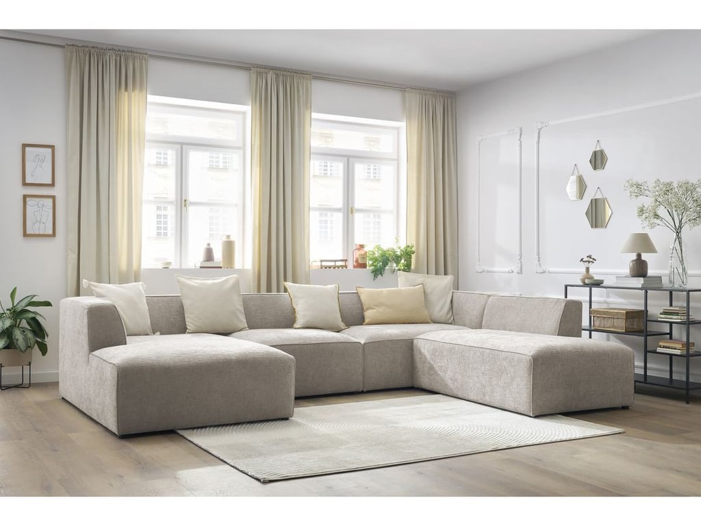 Produit similaire: Canapé panoramique fixe MEGEVE tissu texturé beige angle gauche BOBOCHIC 5 places