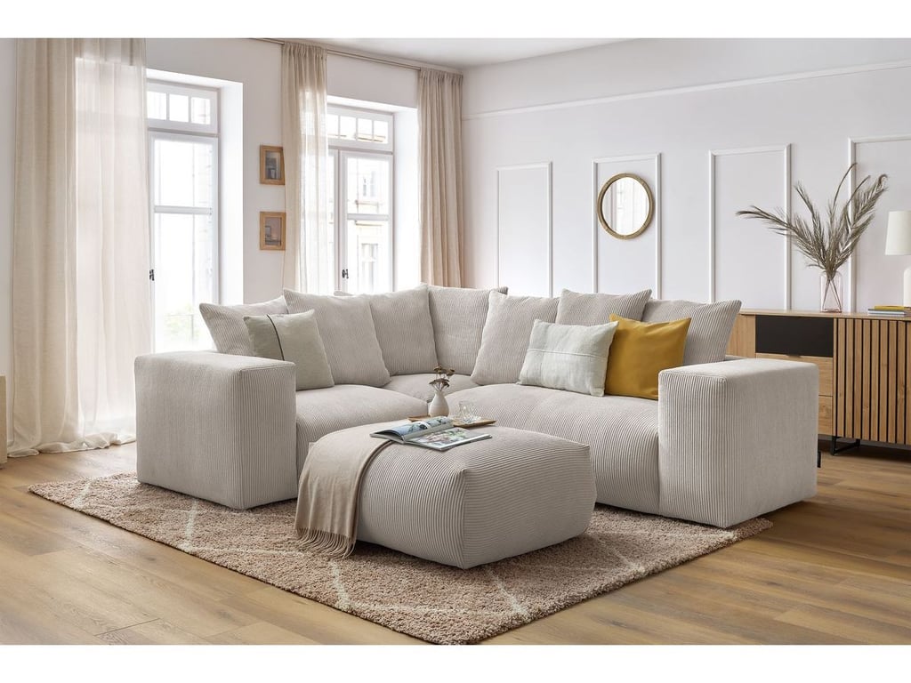 Produit similaire: Canapé d'angle fixe modulable VOLTAIRE avec 1 chauffeuse 2 places, 1 angle, 1 chauffeuse 1 place et 1 pouf beige angle gauche BOBOCHIC 5 places