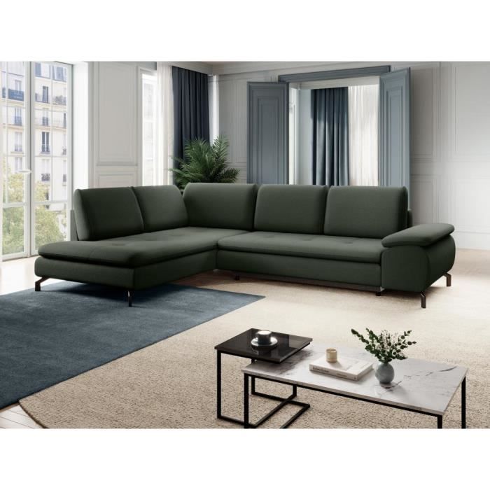Produit similaire: Grand canapé d'angle gauche convertible en tissu texturé vert ARCHIBALD
