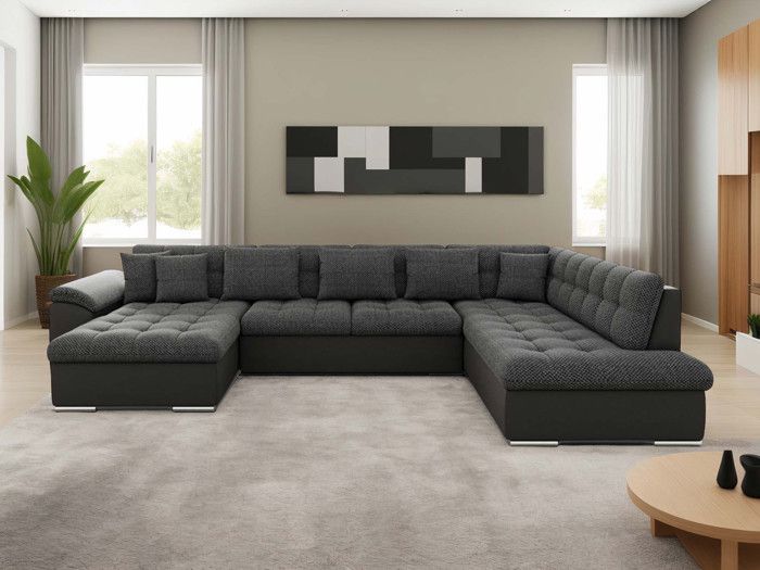 Produit similaire: Canapé panoramique XXL Chuck - Convertible avec coffre - 7 places - Style contemporain - Noir / Gris