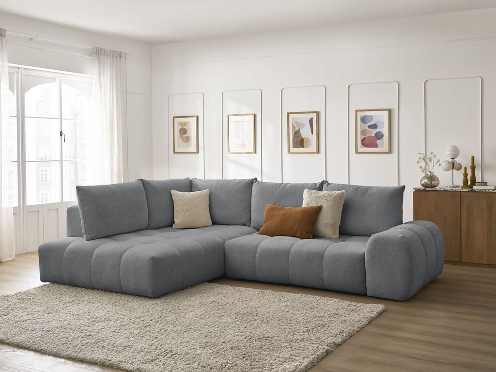 Produit similaire: Canapé d'angle L convertible coffre EVEREST tissu chiné gris foncé angle gauche BOBOCHIC 3 places