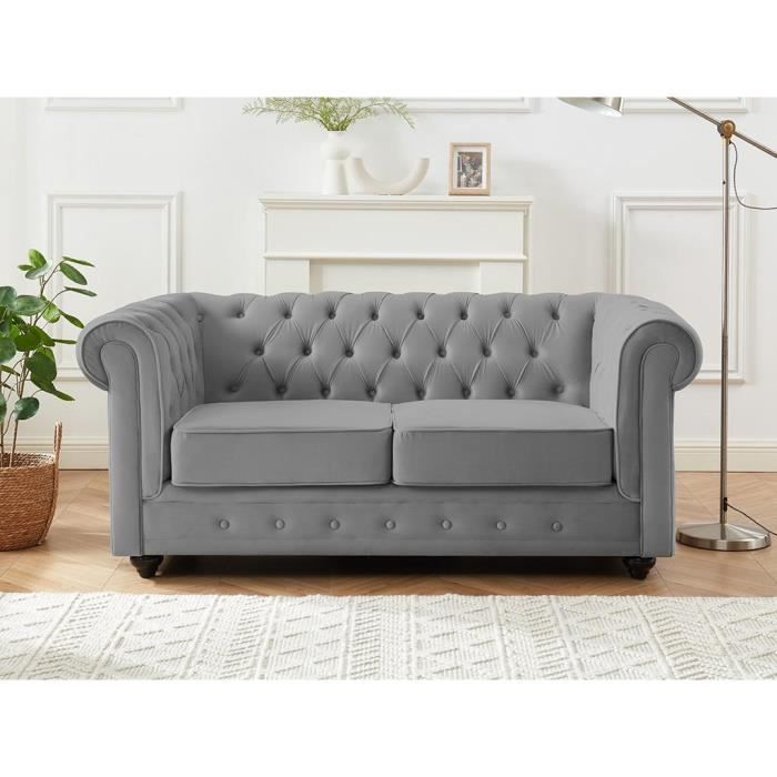 Produit similaire: Canapé 2 places CHESTERFIELD - VENTE-UNIQUE - Velours gris clair - Vintage - Moelleux - Fixe
