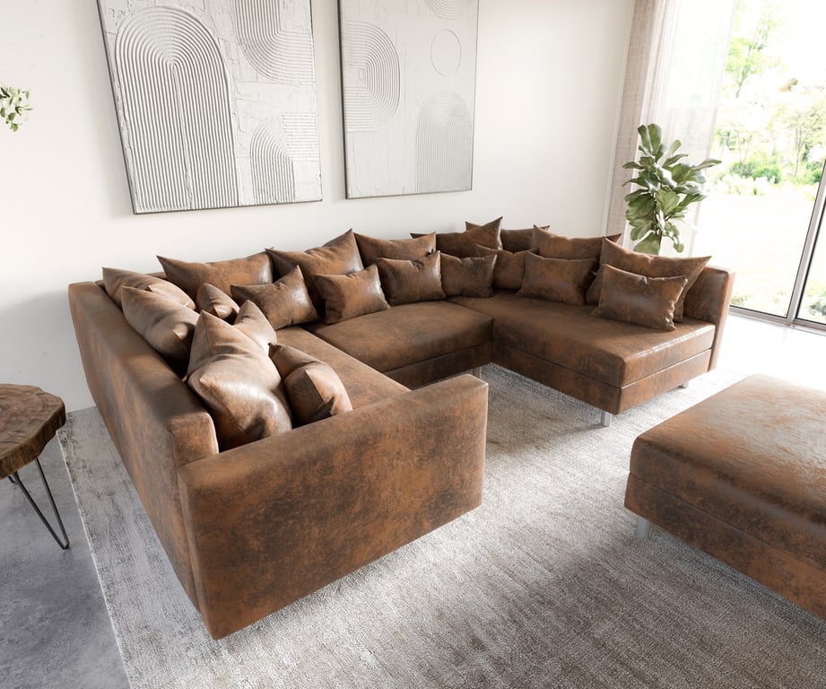 Produit similaire: Canapé-panoramique Clovis marron look antique Tabouret modulable avec accoudoirs