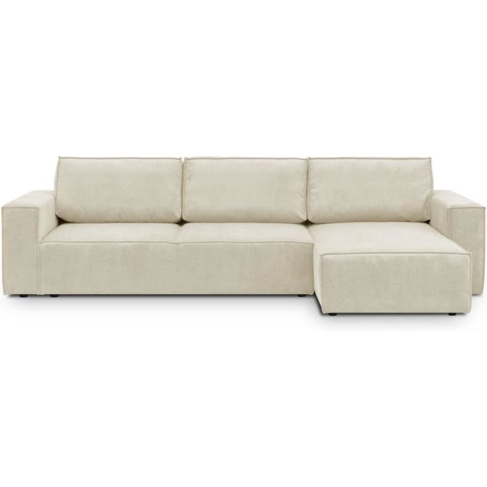 Produit similaire: Canapé d'angle 5 places convertible réversible avec coffre de rangement en velours fines côtes beige - Harper New