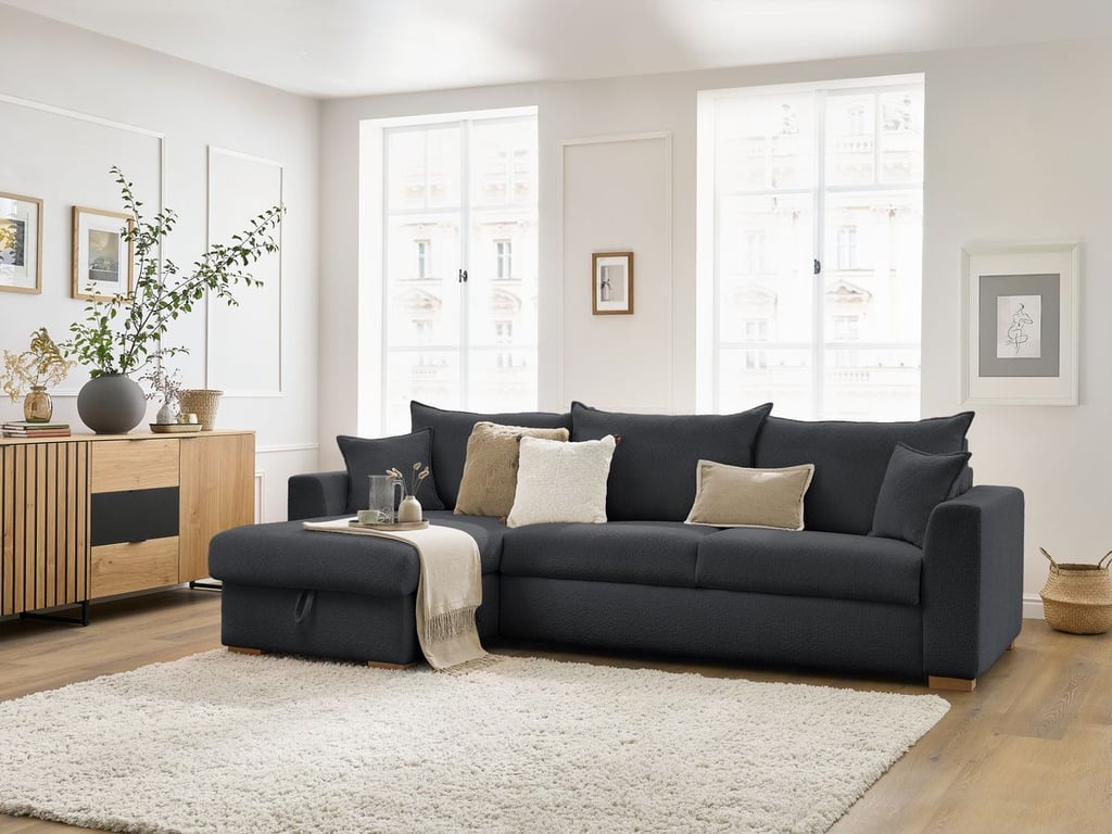 Produit similaire: Canapé d'angle réversible convertible ouverture express AUGUSTIN tissu bouclette gris foncé 140x200 BOBOCHIC 3 places