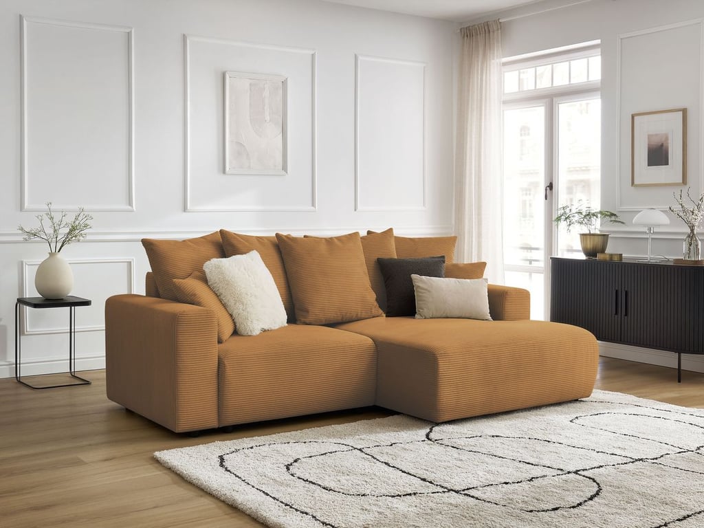 Produit similaire: Canapé d'angle convertible coffre ATILLA velours côtelé jaune angle droit BOBOCHIC 3 places