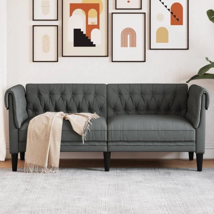 Produit similaire: Canapé salon séjour | Canapé Chesterfield 2 places | gris foncé tissu 182,5x74,5x74,5 cm