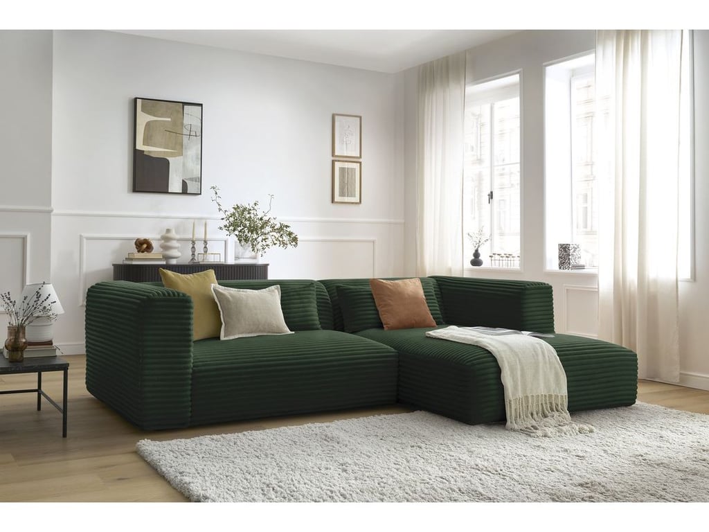 Produit similaire: Canapé d'angle fixe HARRY gros côtelé doux vert angle droit BOBOCHIC 3 places