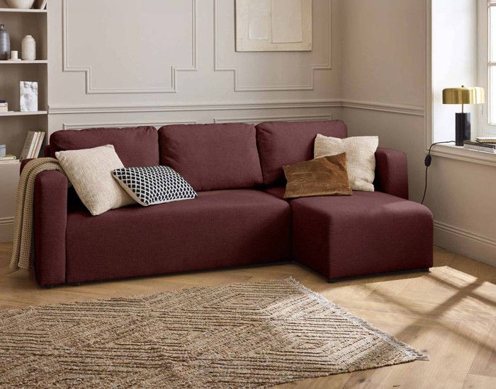 Produit similaire: Canopy - canapé d'angle réversible - 4 places - convertible avec coffre - en tissu texturé - Prune