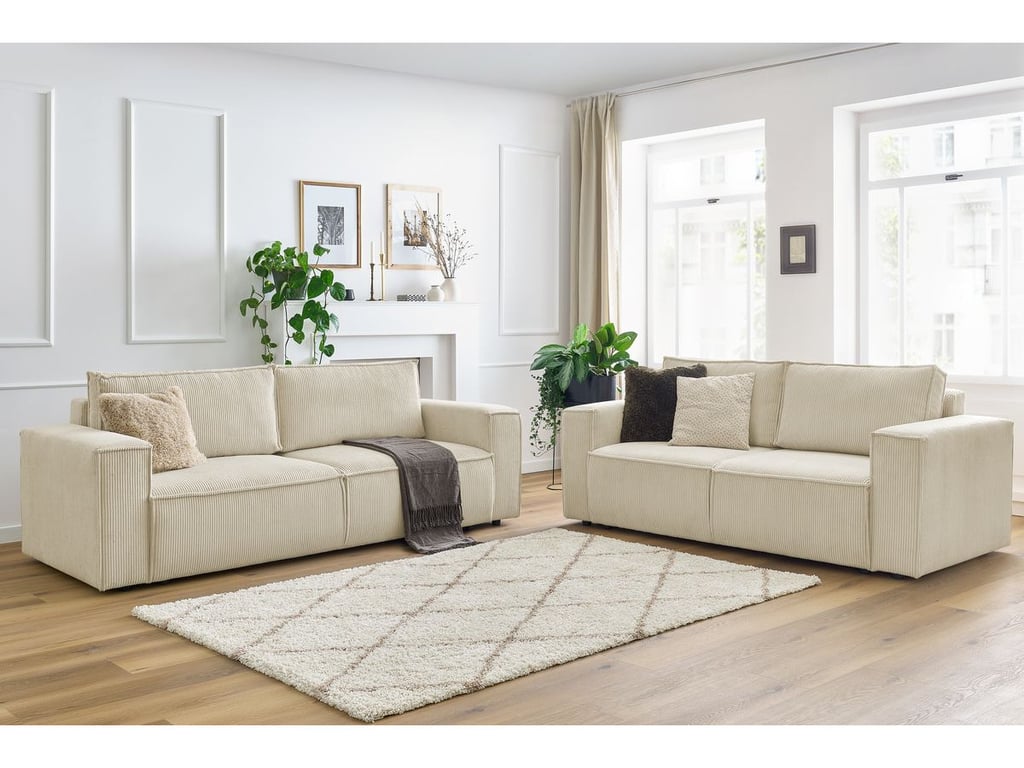 Produit similaire: Ensemble canapé droit fixe 3 + 2 places NIHAD velours côtelé beige BOBOCHIC