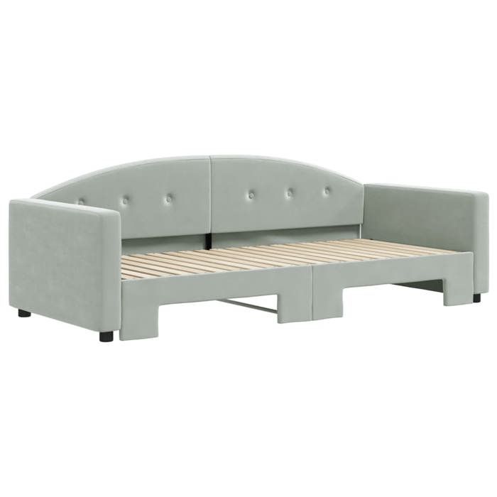 Produit similaire: Lit banquette 2 places - Canapé/Lit de jour avec lit gigogne gris clair 90x190 cm velours CAL6233342