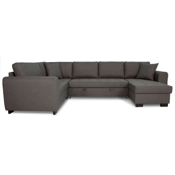 Produit similaire: Canapé d'angle panoramique convertible réversible - Tissu Gris - L 313 x P 213 x H 90 cm - HAMILTON - Fabriqué en Ukraine
